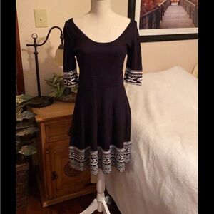 🫶🏼Nina Lenard Elegant Black and White Patterned Dress size medium